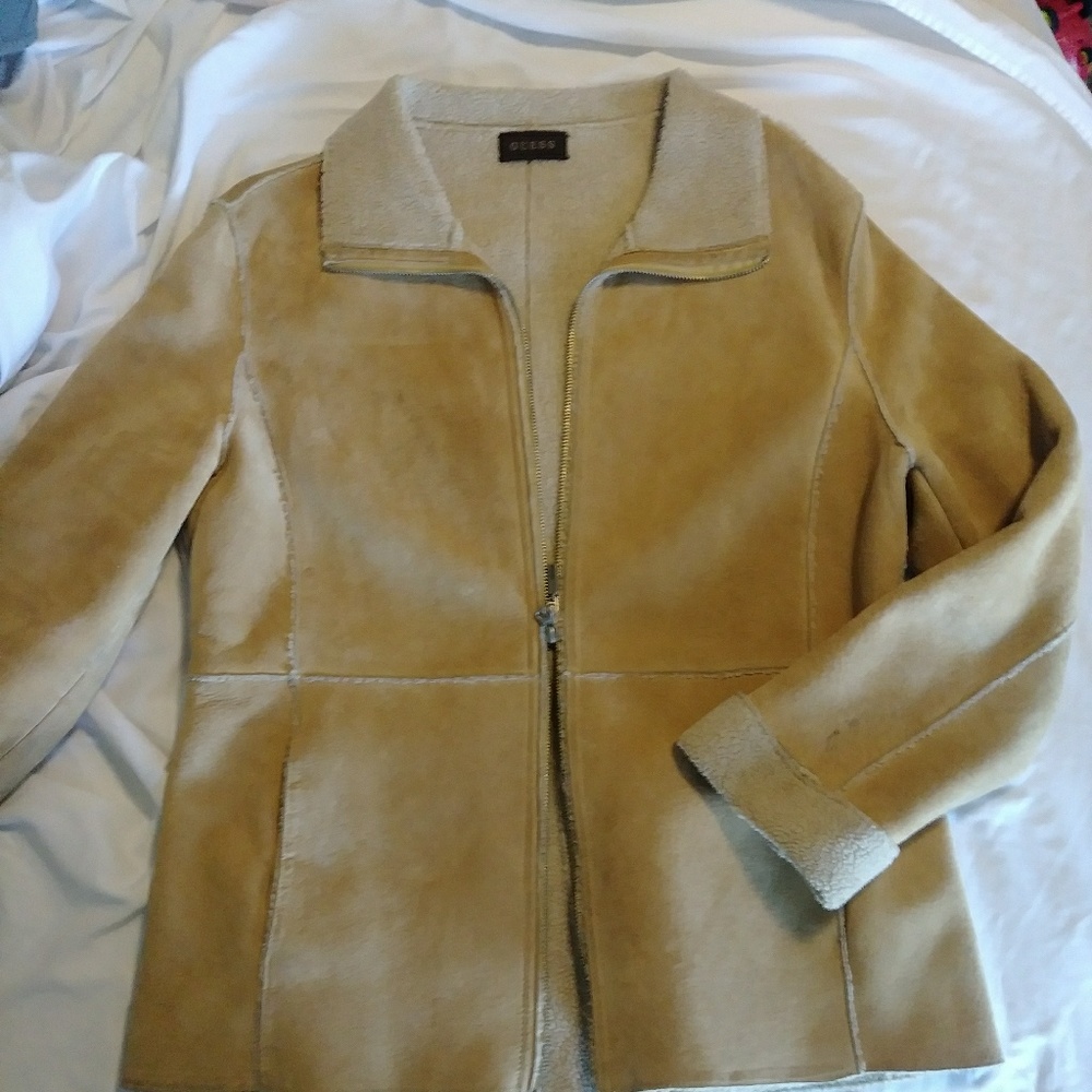 Guess Suede Genuine Leather Coat Jacket